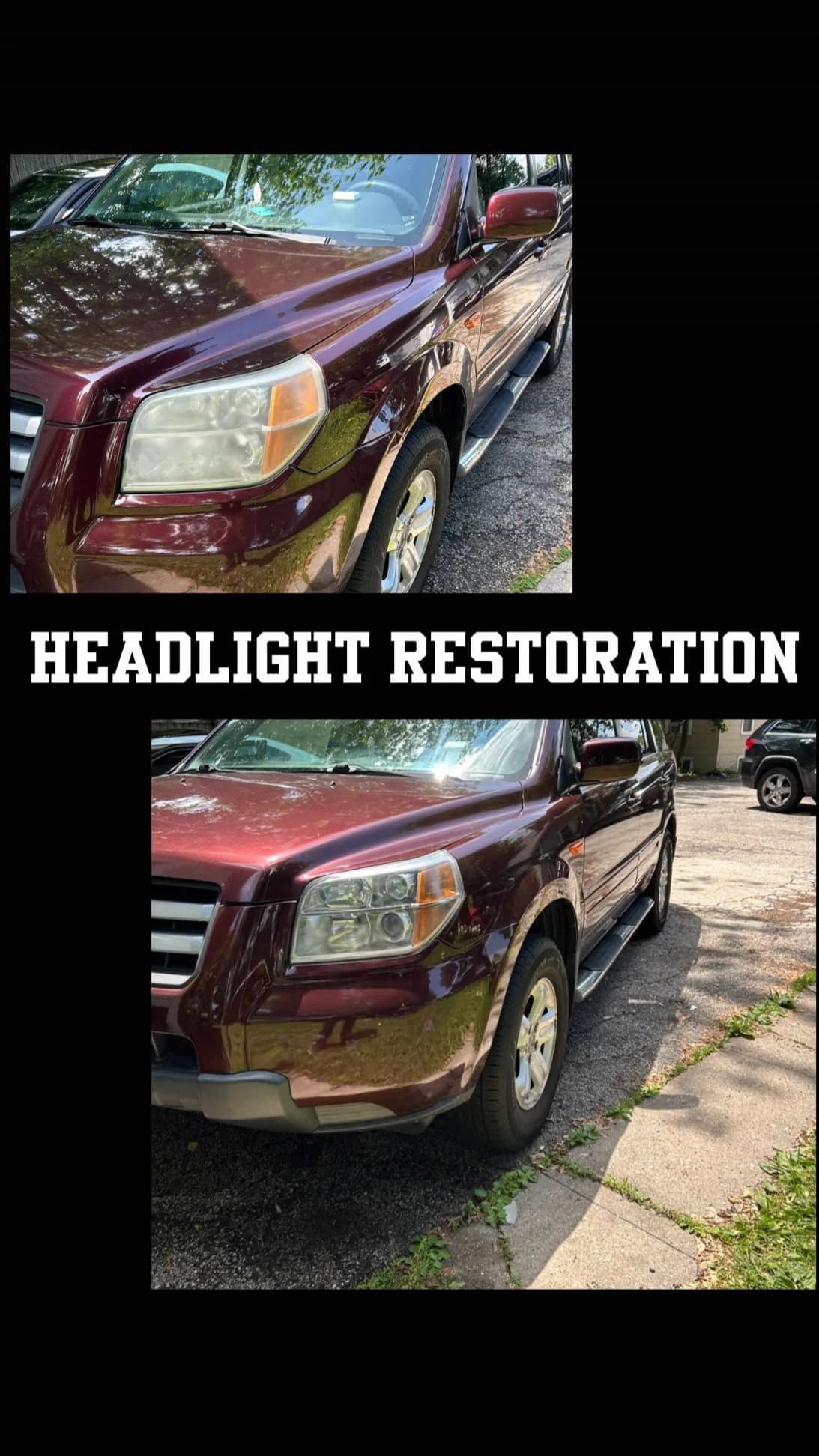 Clean headlight and front corner after detailing