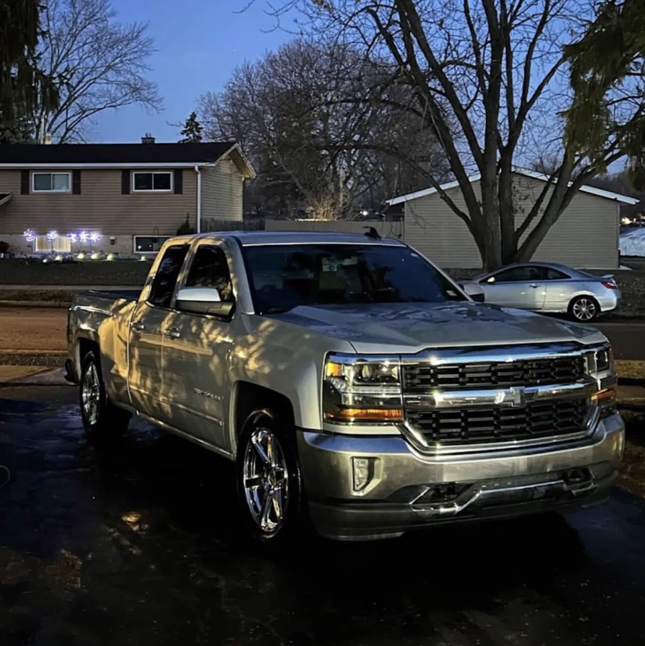 Detailed Chevrolet truck parked during a cold Lake County evening